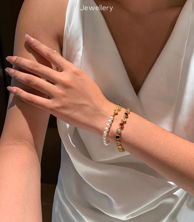 Crafti Designer- Dopamine Metal Colorful Zircon Layered Bracelet