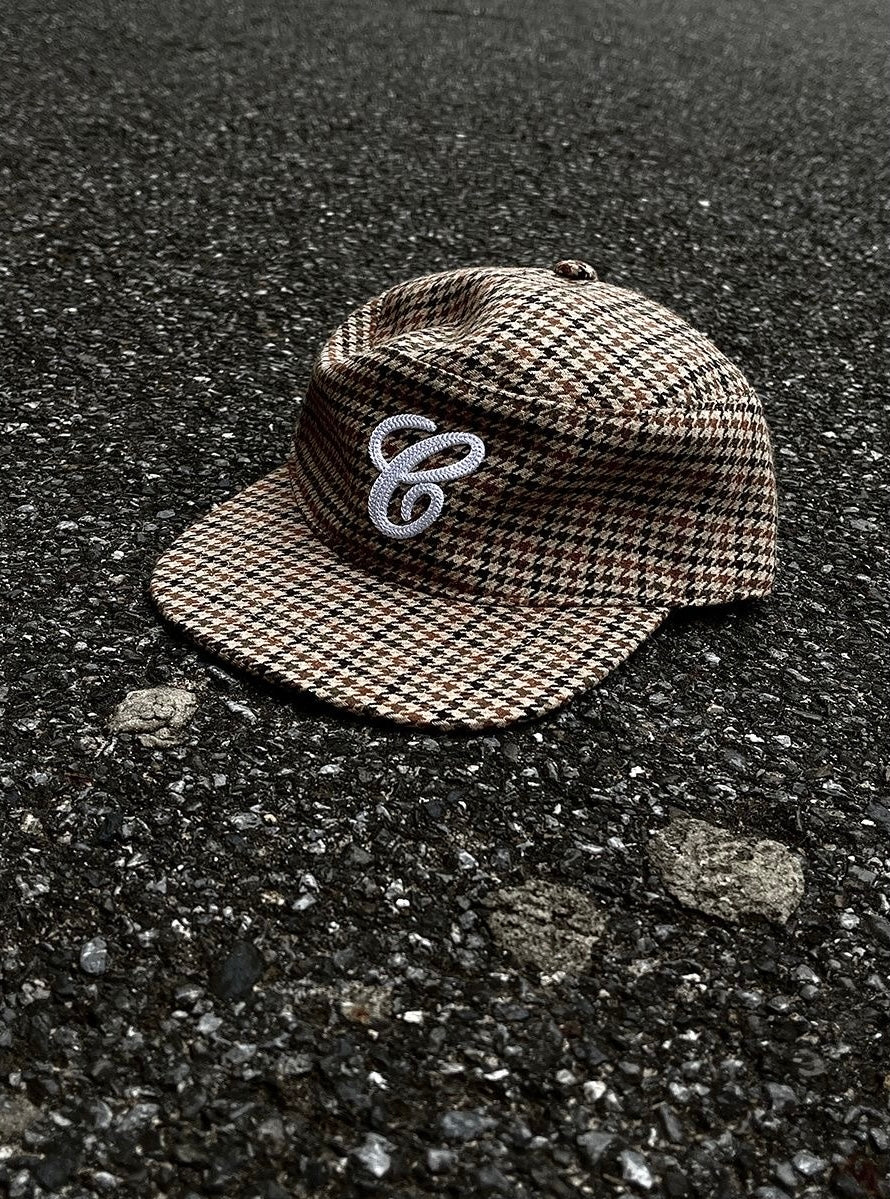 Retro Houndstooth Flat Cap, Large Size Embroidered Hat