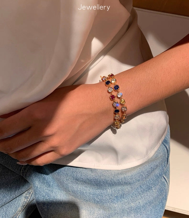 Crafti Designer- Dopamine Metal Colorful Zircon Layered Bracelet