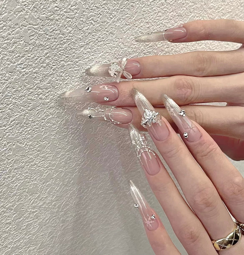 Christmas Fairy Vibe Cat-eye Sparkling Christmas Tree Press-on Nails