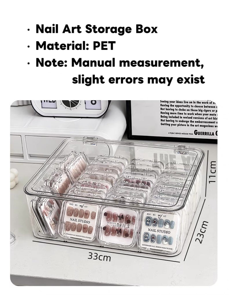 Large-Capacity Dustproof Clear Organizer for 30 Press-On Nails