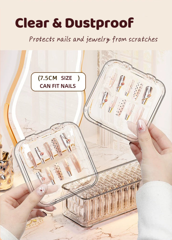 Exquisite Compact Dustproof Storage Box for 12 Press-On Nail Cases