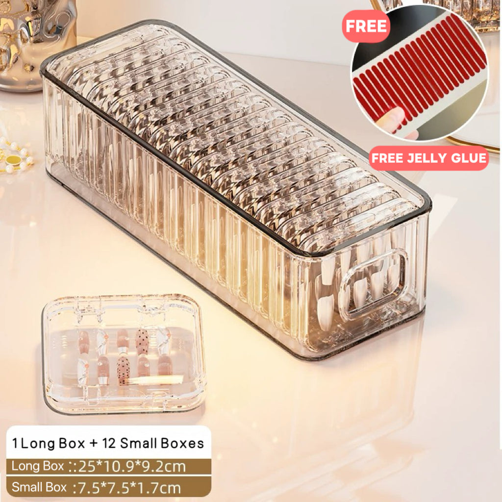Exquisite Compact Dustproof Storage Box for 12 Press-On Nail Cases