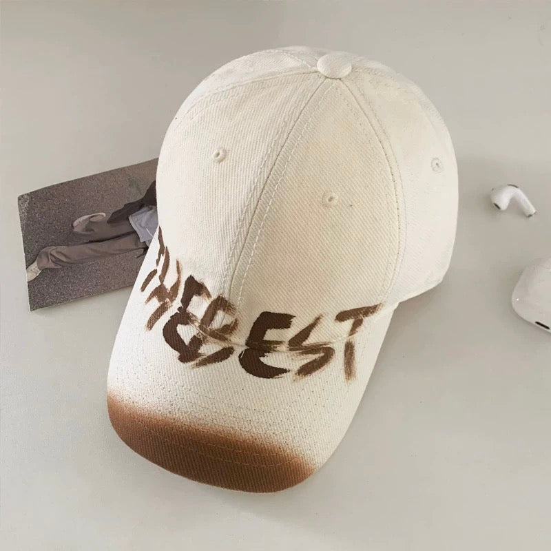 THE BEST- Vintage American Lettering Oversized Baseball Cap