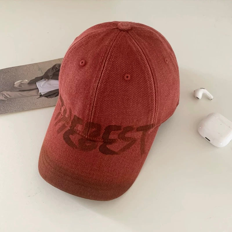 THE BEST- Vintage American Lettering Oversized Baseball Cap