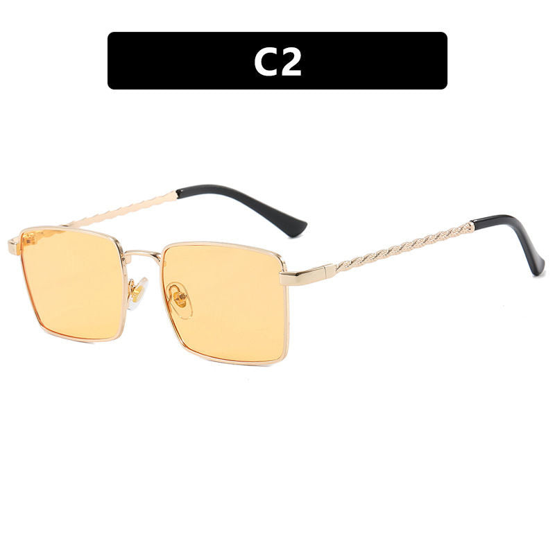 Vintage Square Metal Temple Sunglasses for Old Money Look