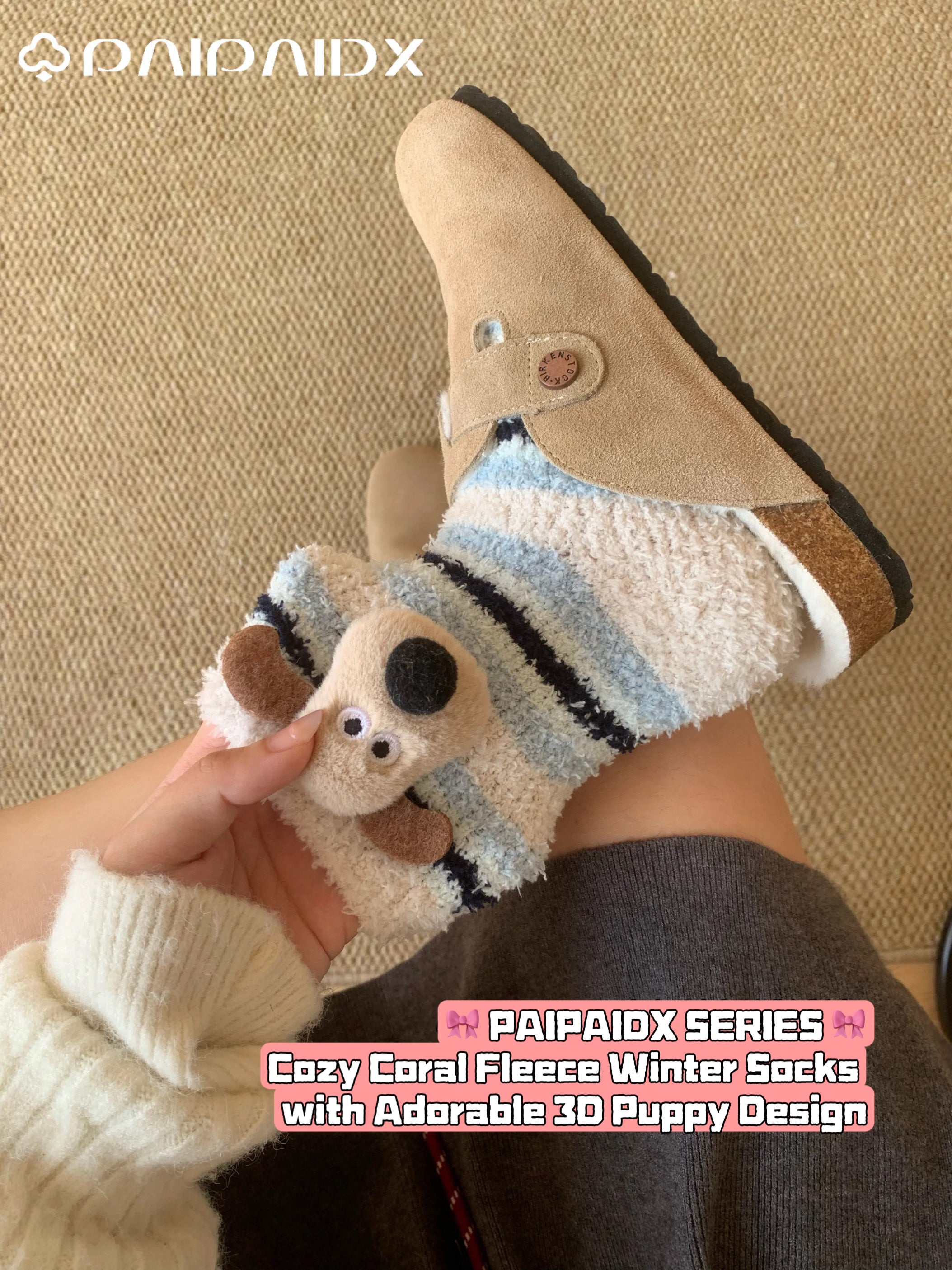 Thick Coral Dog Cozy Winter Sleep Socks
