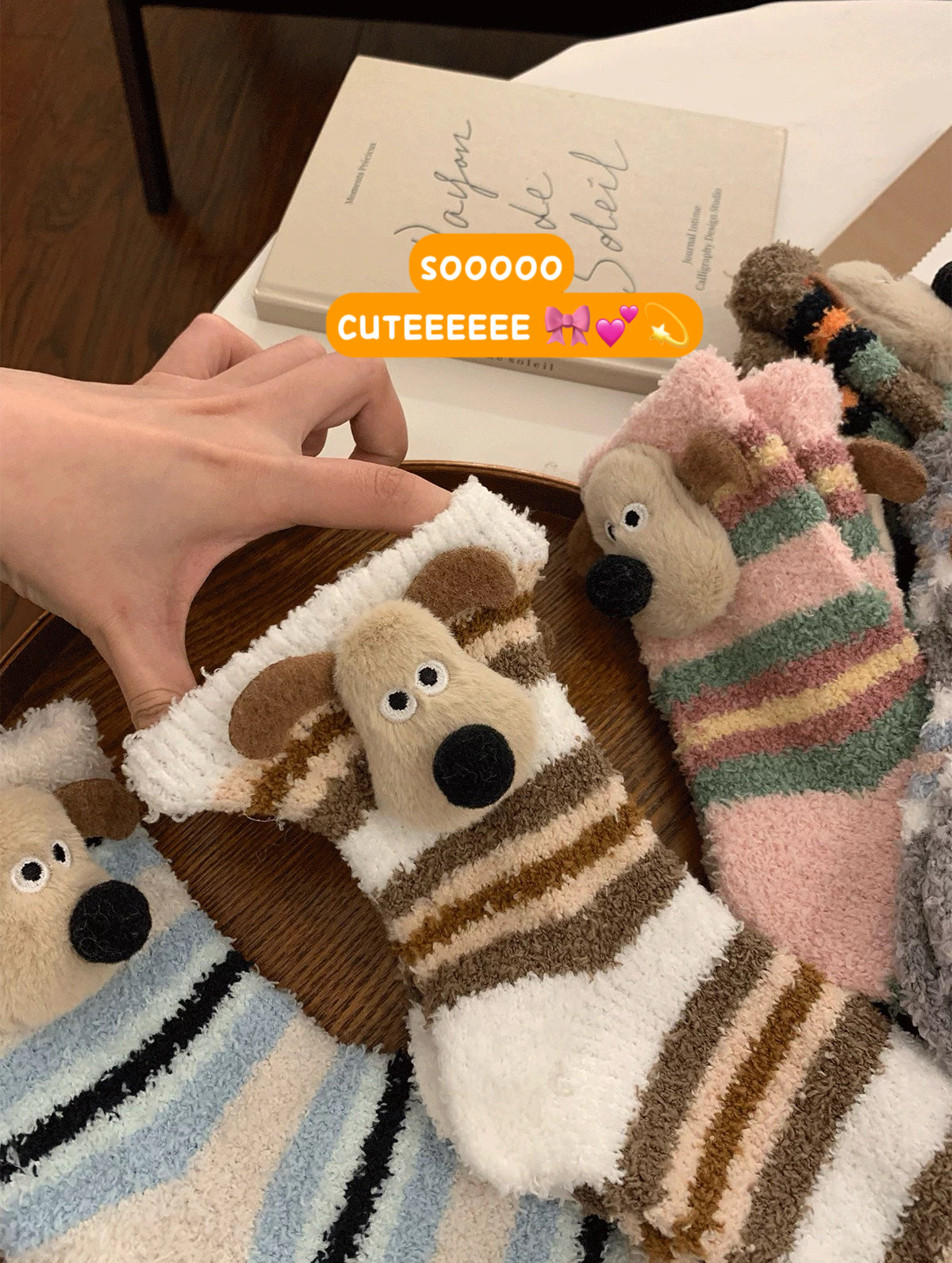Thick Coral Dog Cozy Winter Sleep Socks