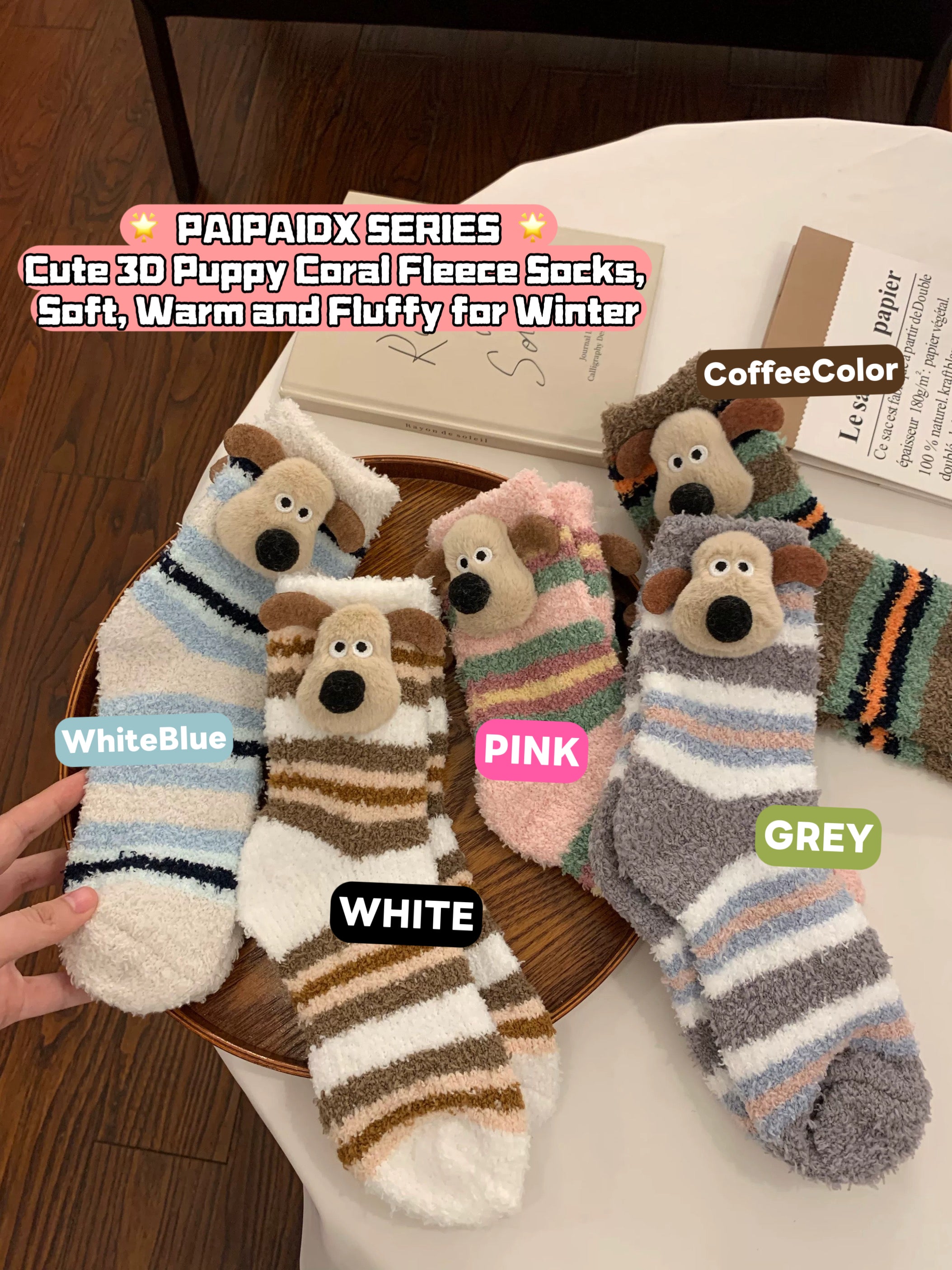 Thick Coral Dog Cozy Winter Sleep Socks