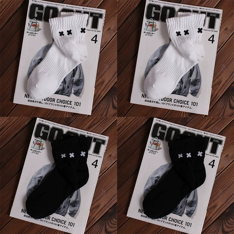 Embroidered XX Japanese-Style Cityman Trendy Mid-Calf Socks