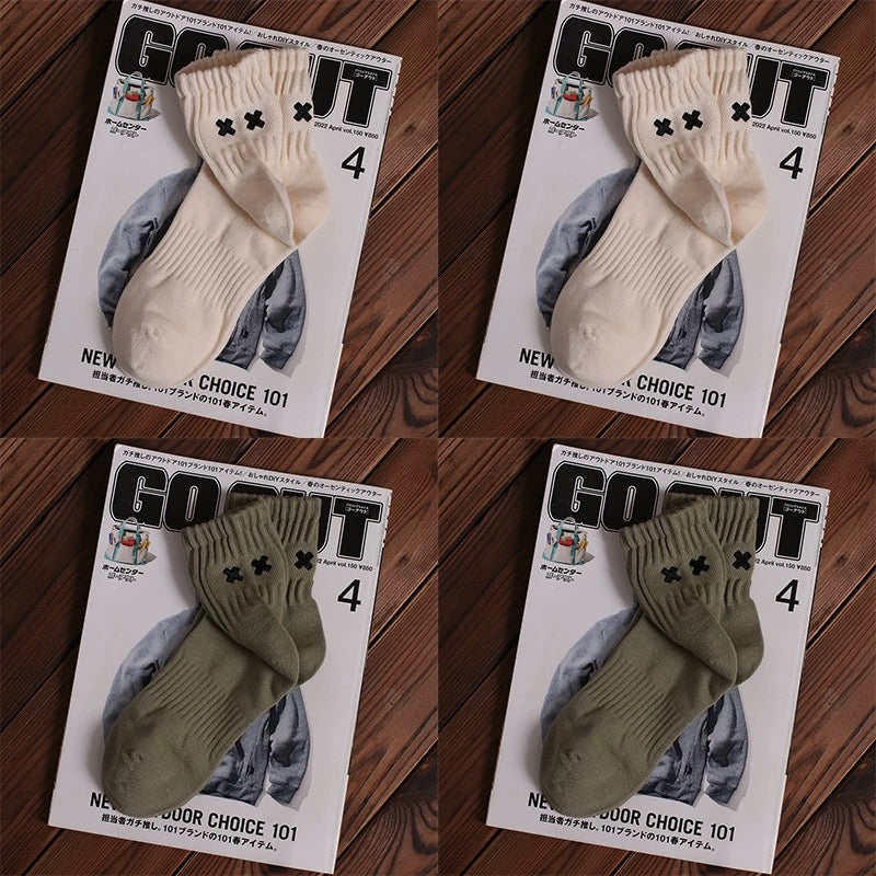 Embroidered XX Japanese-Style Cityman Trendy Mid-Calf Socks