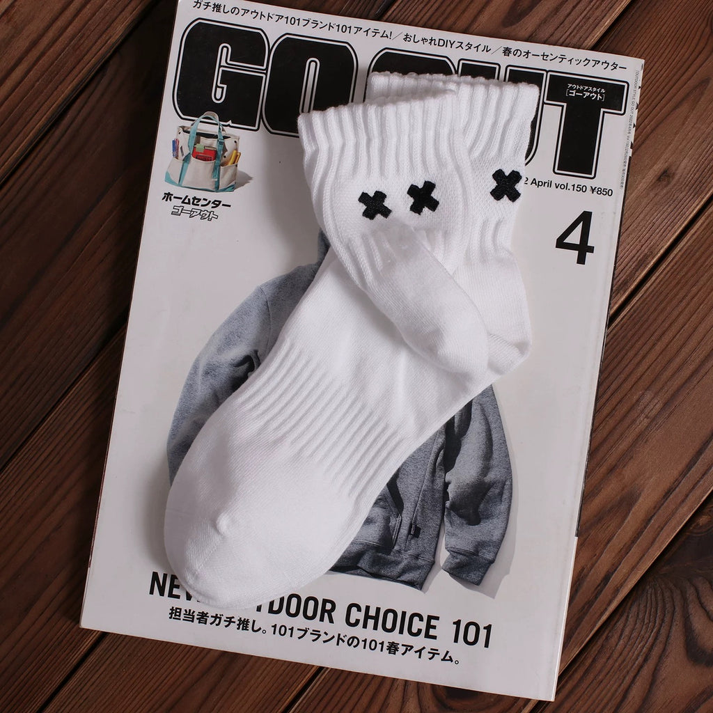 Embroidered XX Japanese-Style Cityman Trendy Mid-Calf Socks