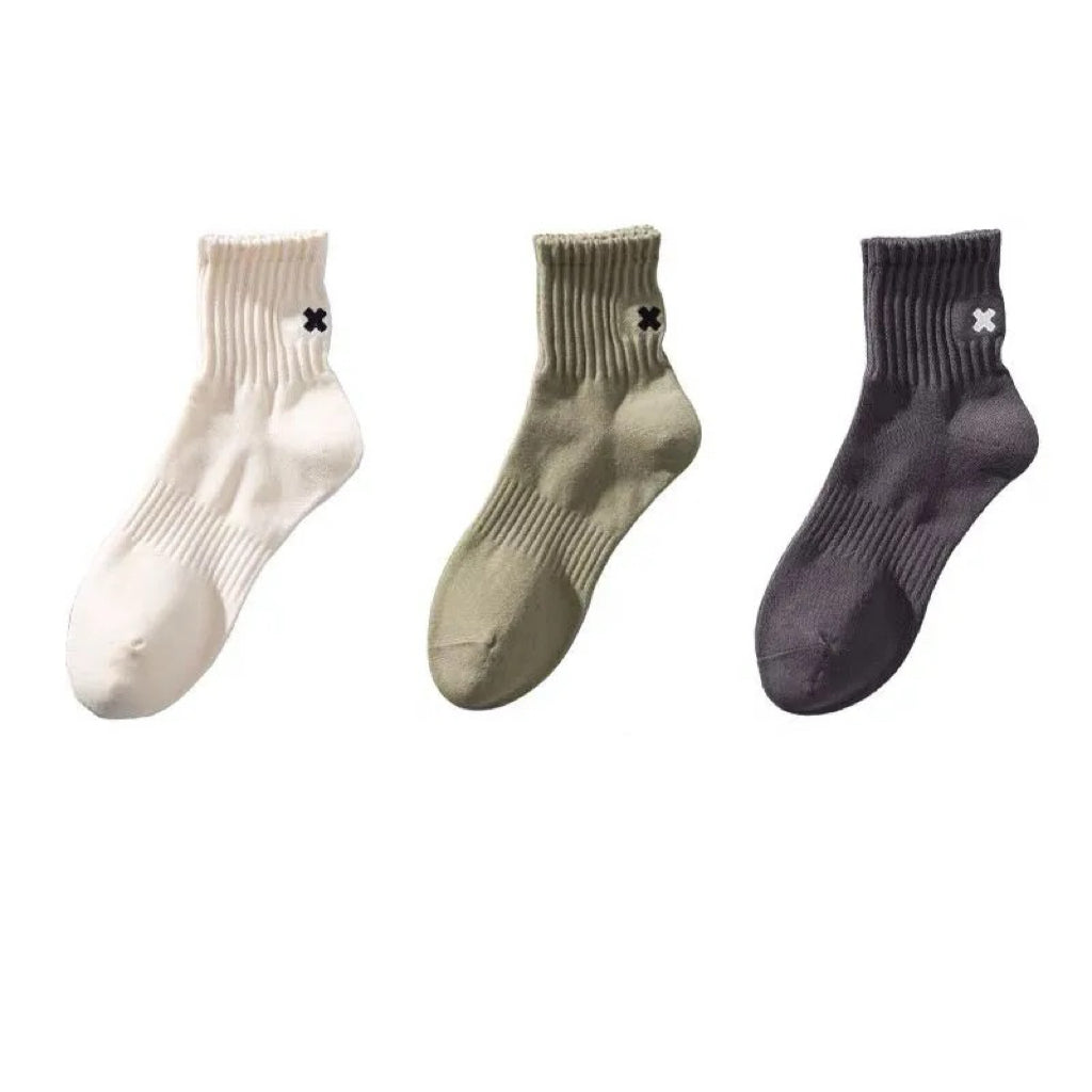 Embroidered XX Japanese-Style Cityman Trendy Mid-Calf Socks