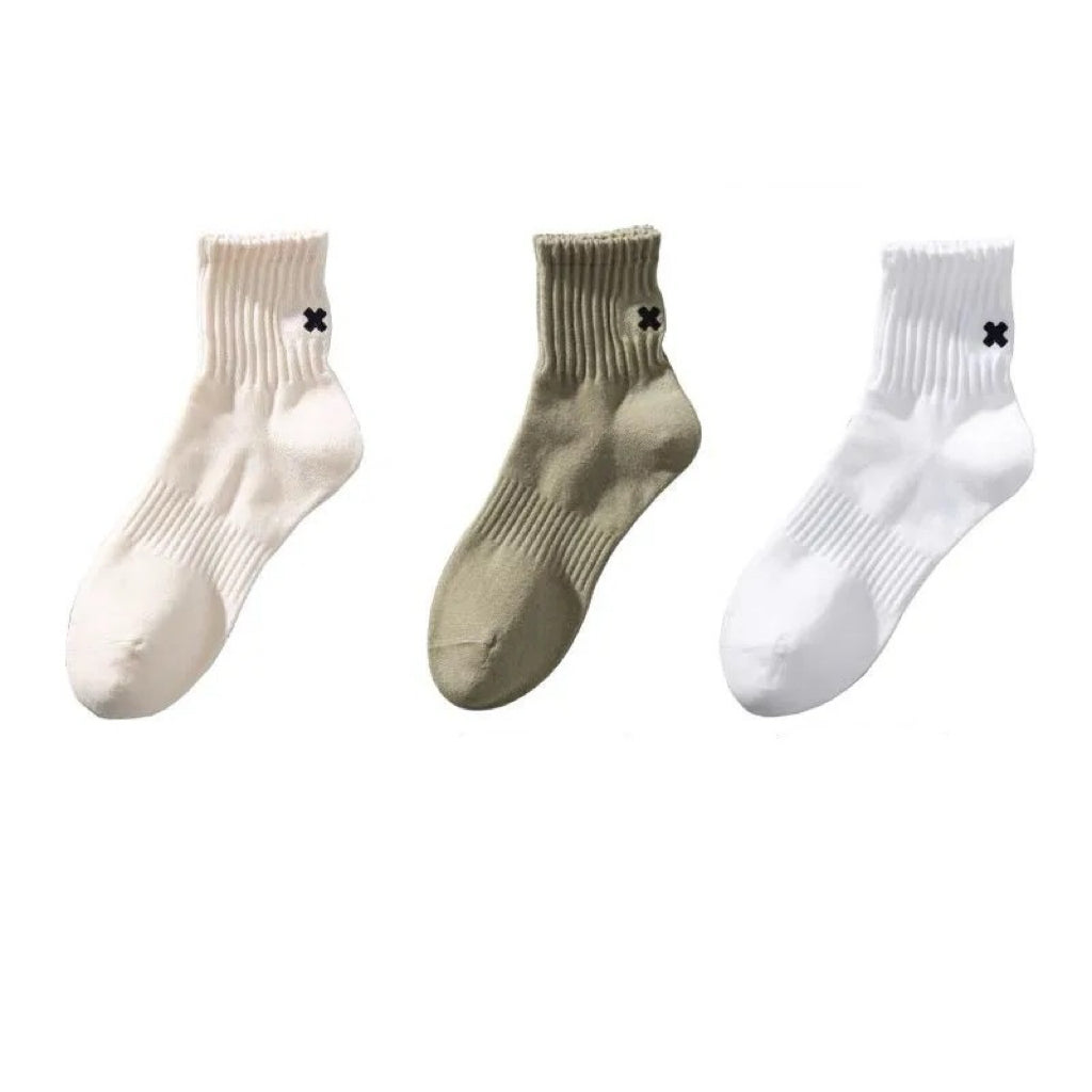 Embroidered XX Japanese-Style Cityman Trendy Mid-Calf Socks