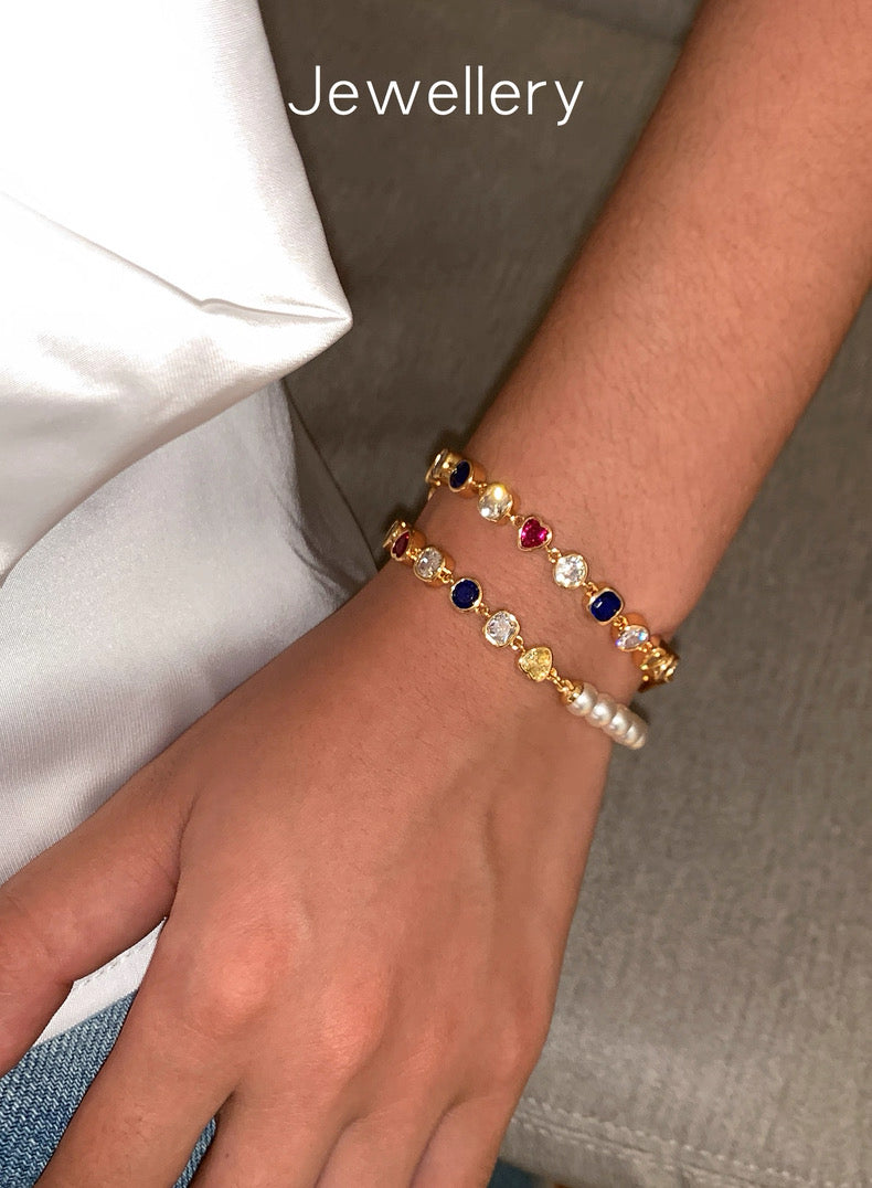 Crafti Designer- Dopamine Metal Colorful Zircon Layered Bracelet