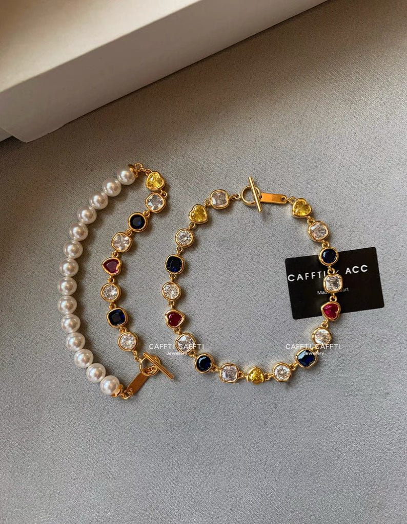 Crafti Designer- Dopamine Metal Colorful Zircon Layered Bracelet
