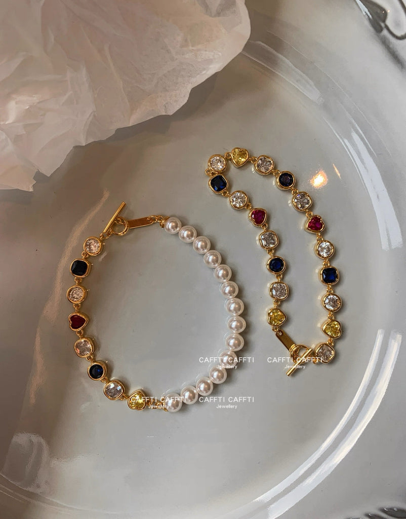 Crafti Designer- Dopamine Metal Colorful Zircon Layered Bracelet
