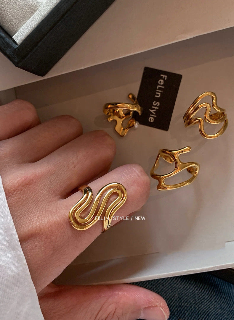 Feilin Designer- Adjustable Statement Ring Edgy Bold Niche Style