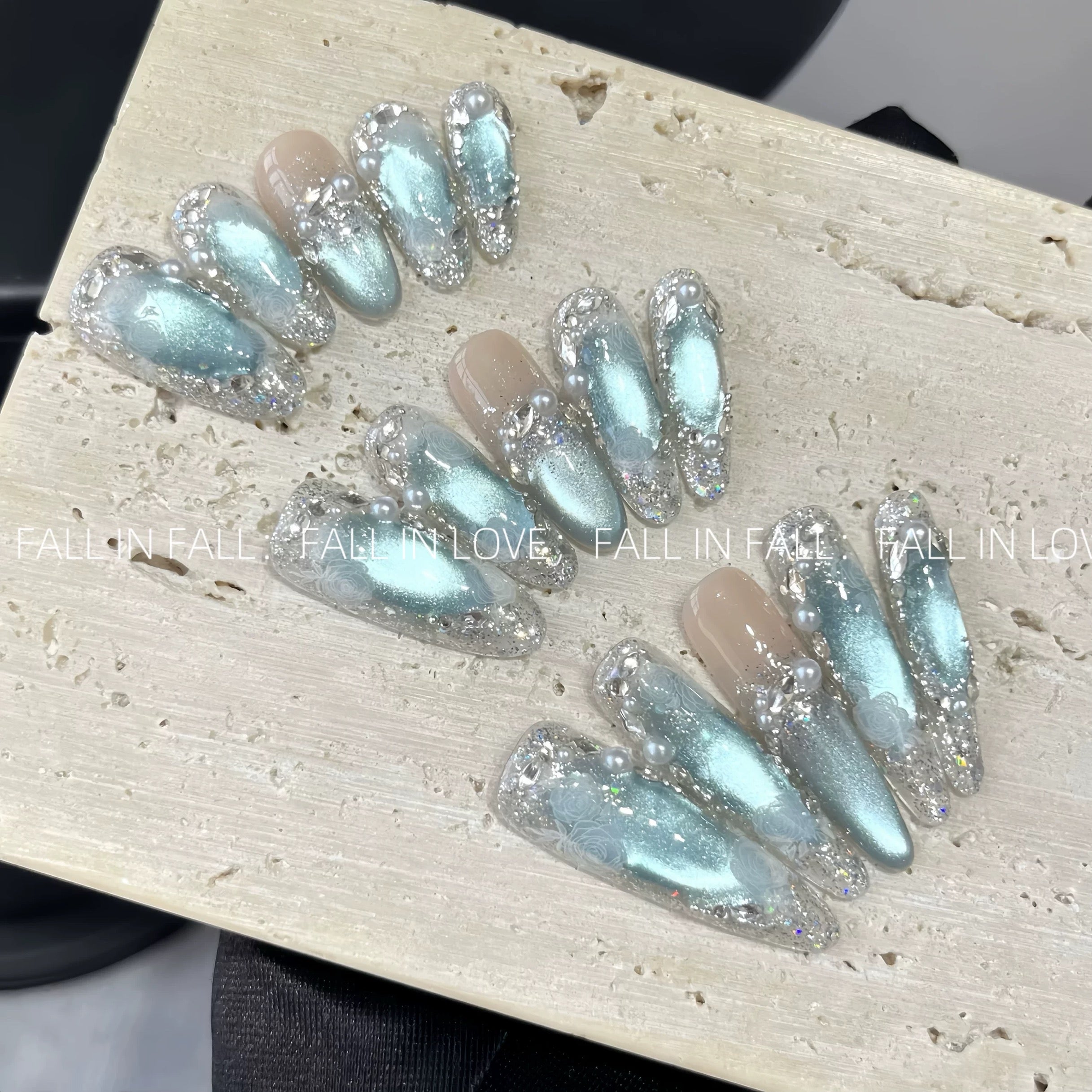 Sayram Lake Blue Elegant Brightening Popular Press-On Nails