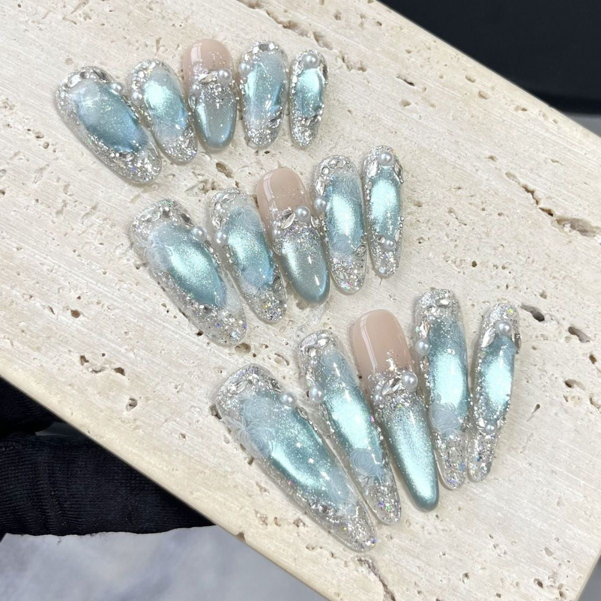 Sayram Lake Blue Elegant Brightening Popular Press-On Nails