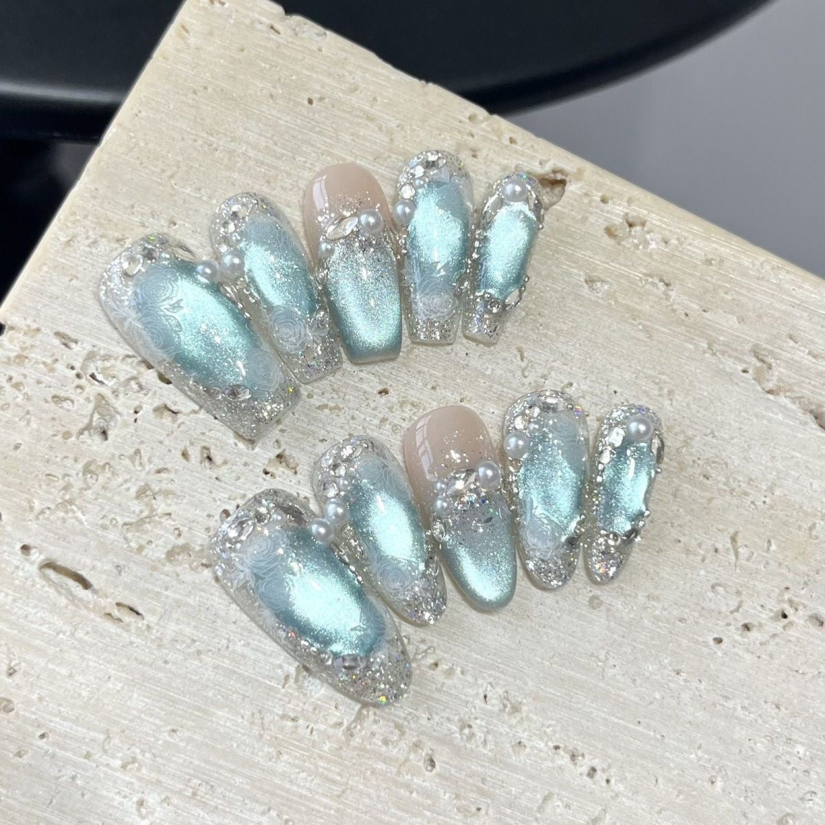 Sayram Lake Blue Elegant Brightening Popular Press-On Nails