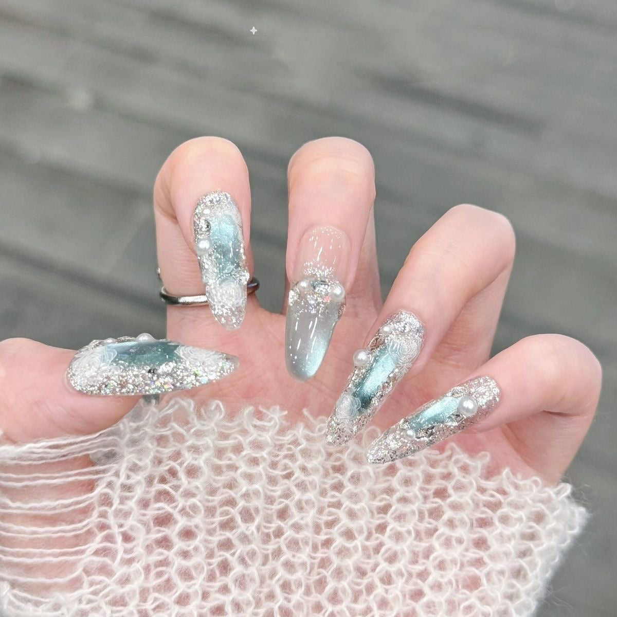 Sayram Lake Blue Elegant Brightening Popular Press-On Nails