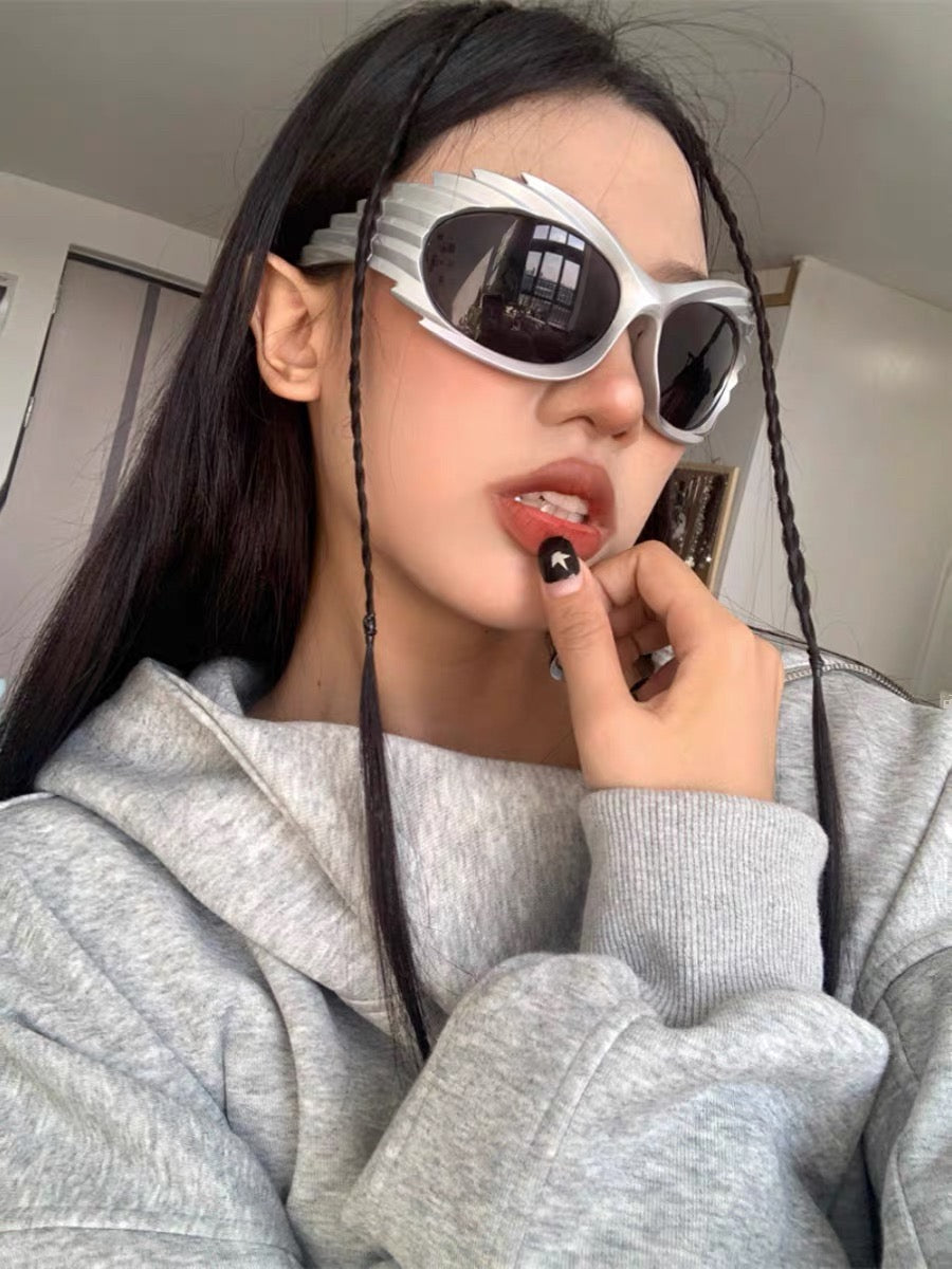 Y2K Futuristic Cyberpunk Silver Sunglasses