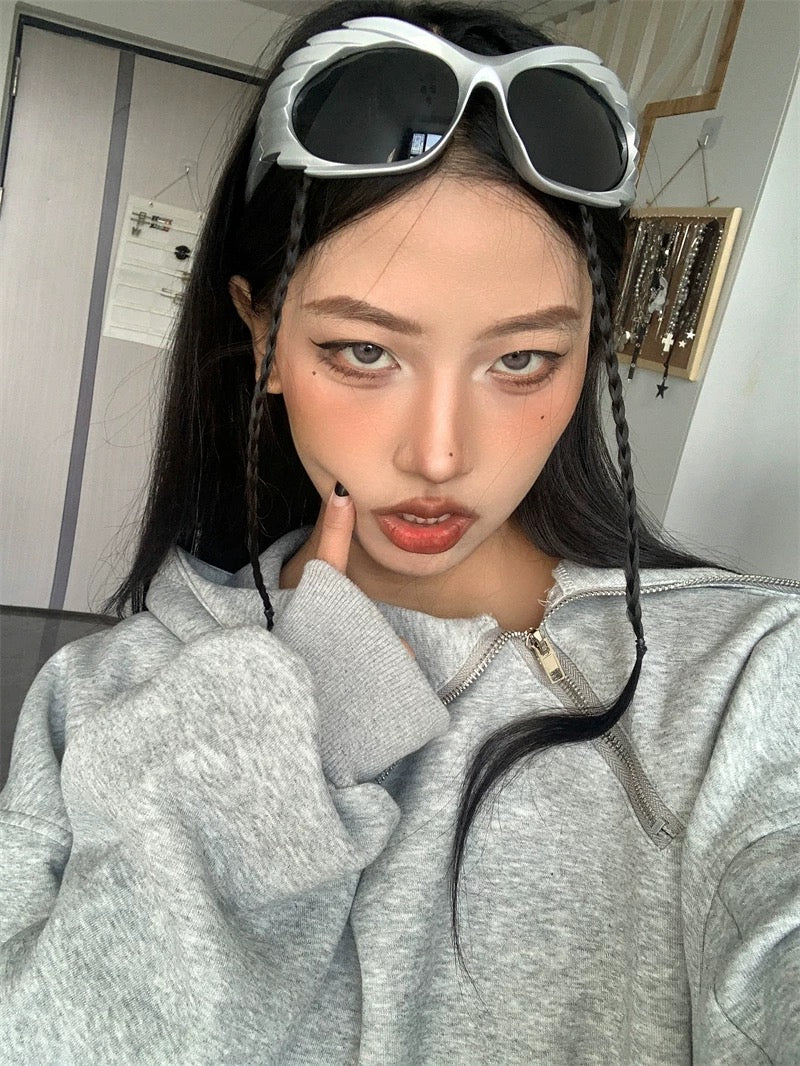 Y2K Futuristic Cyberpunk Silver Sunglasses