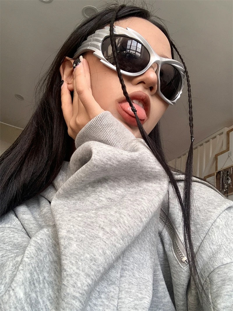 Y2K Futuristic Cyberpunk Silver Sunglasses