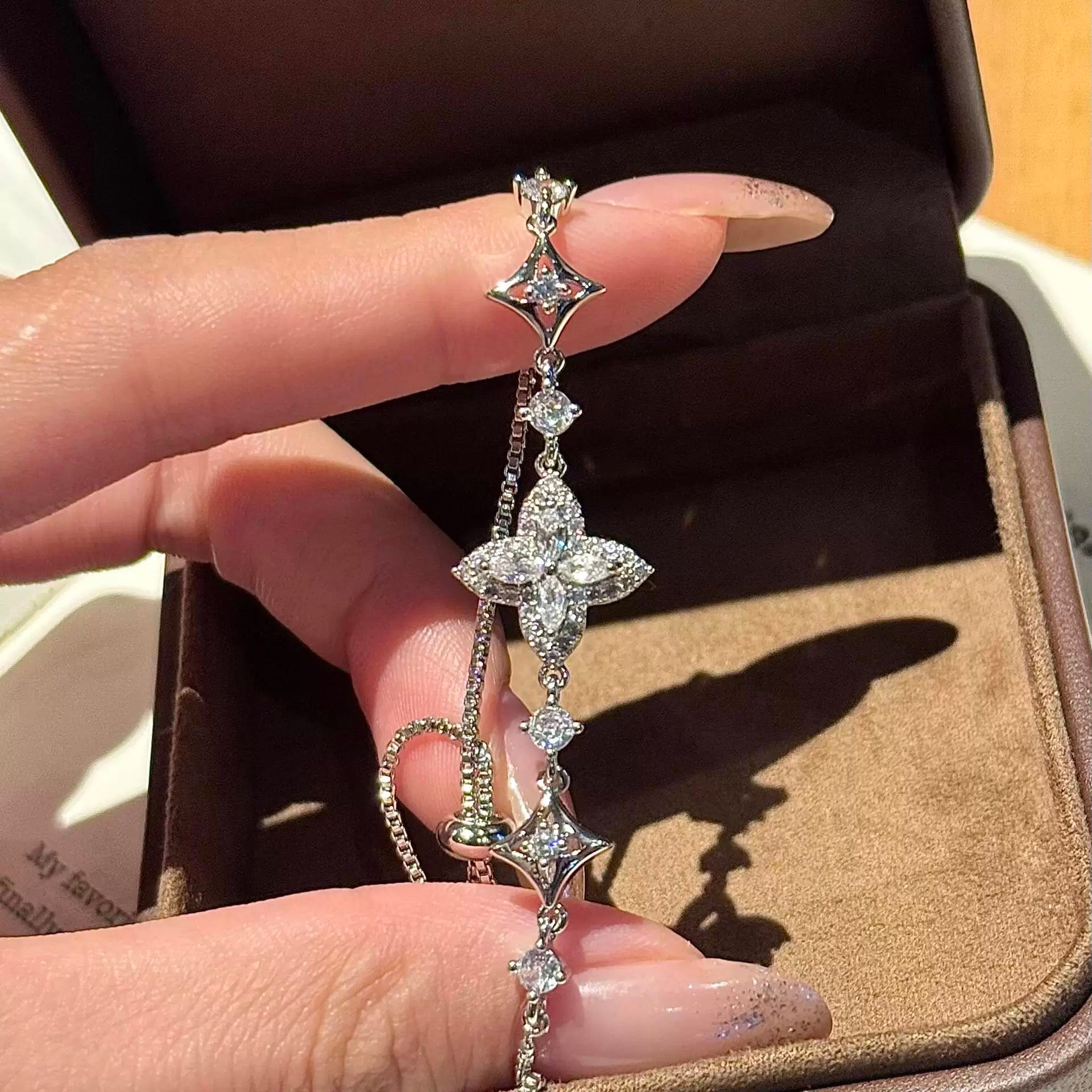 Full Zircon Four-Leaf Clover Bracelet, Delicate Bracelet