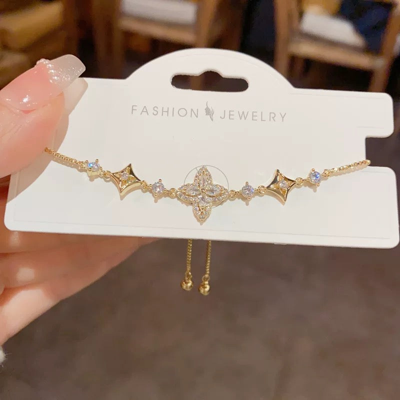 Full Zircon Four-Leaf Clover Bracelet, Delicate Bracelet