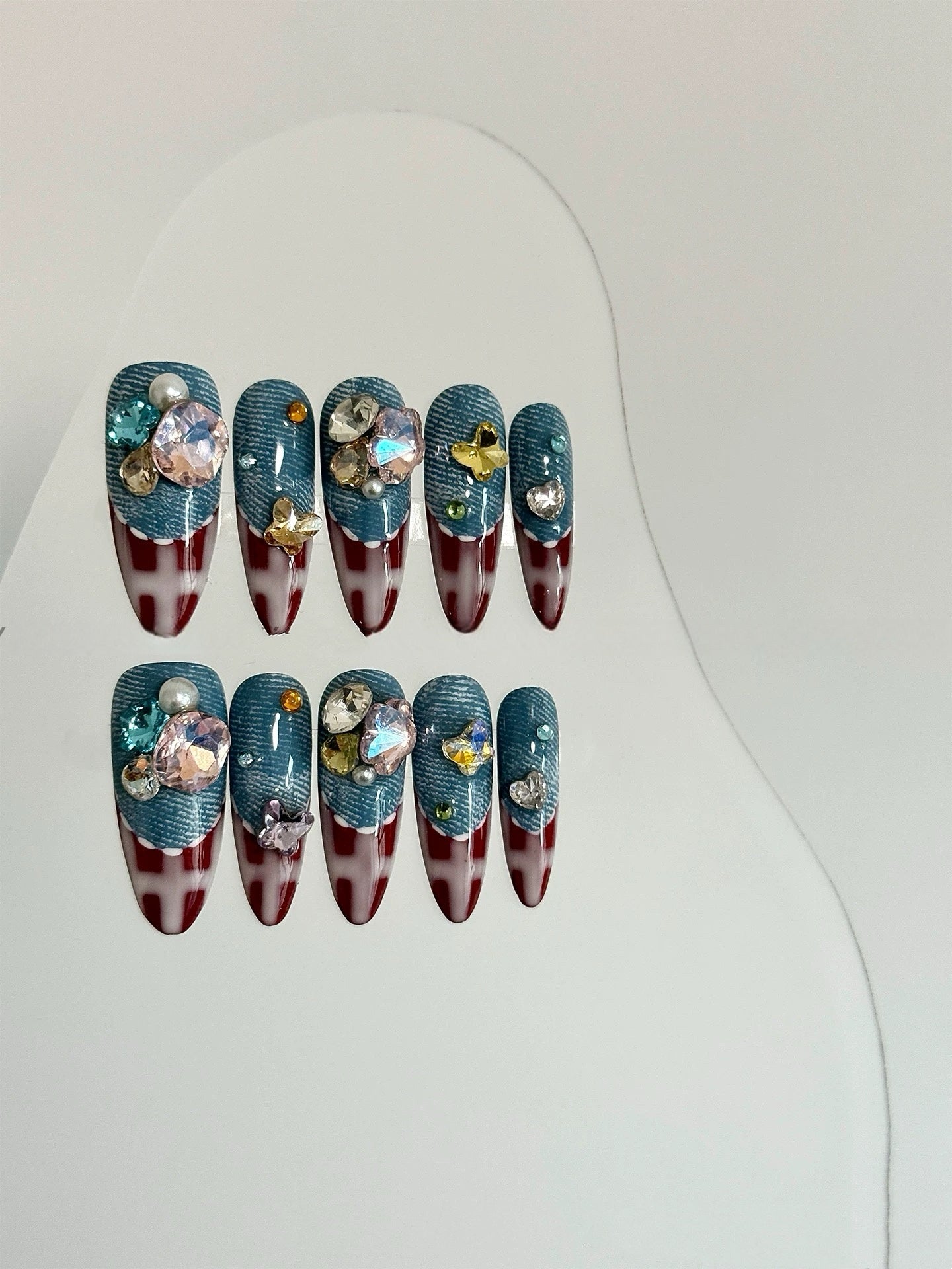 Sweetheart Cowboy Red Plaid Cute Press-on Nails