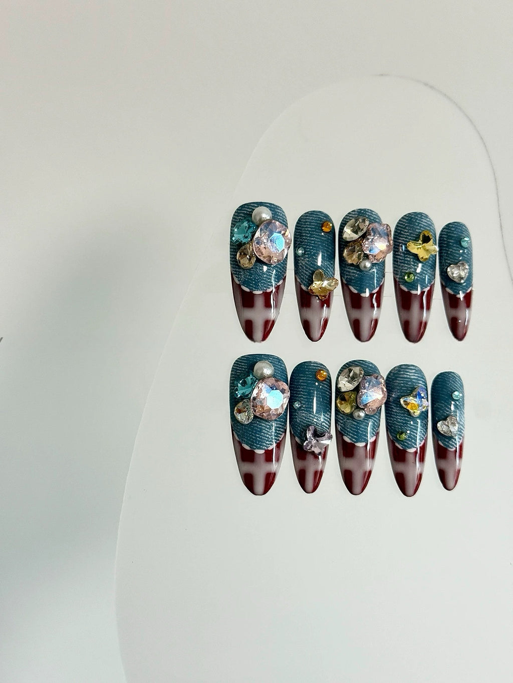 Sweetheart Cowboy Red Plaid Cute Press-on Nails