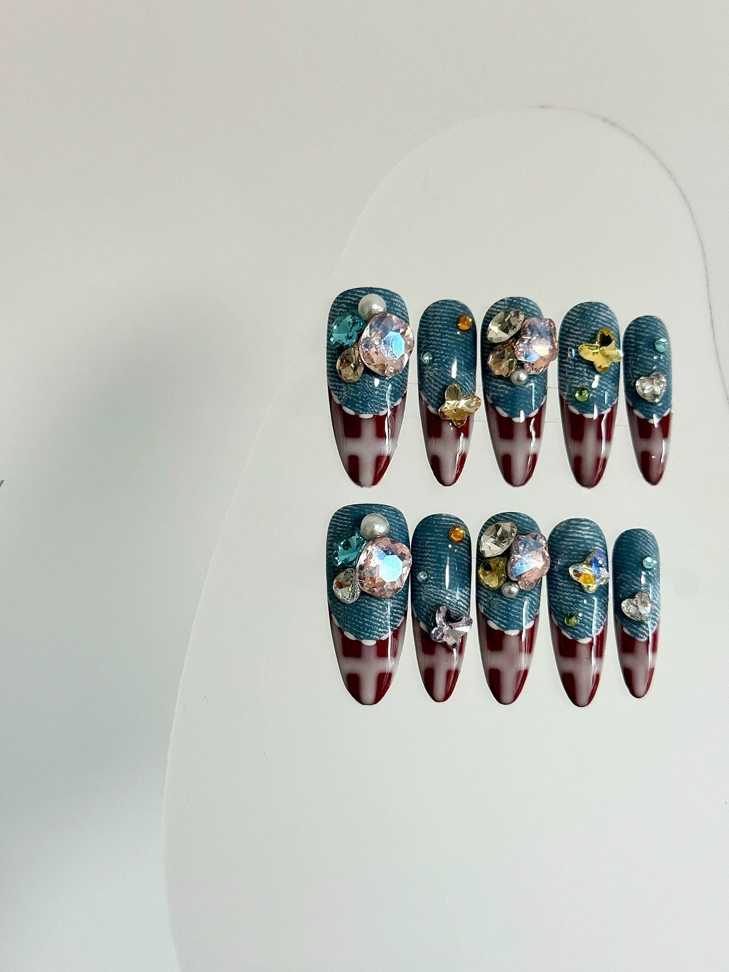 Sweetheart Cowboy Red Plaid Cute Press-on Nails